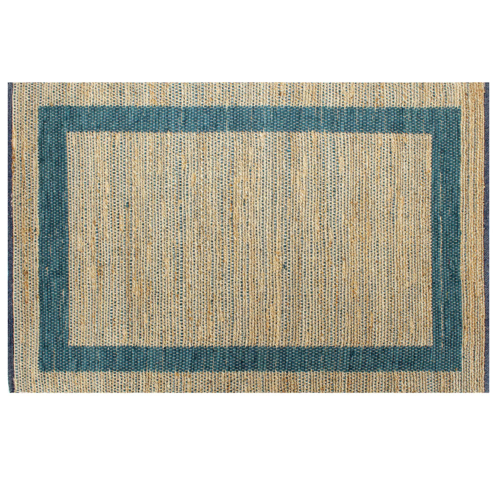 vidaXL paklājs, roku darbs, džuta, zils, 120x180 cm