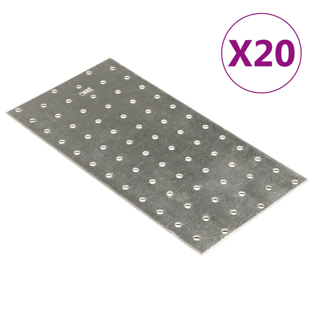 vidaXL perforētas plāksnes, 20 gab., 2 mm, 240x120 mm, cinkots tērauds