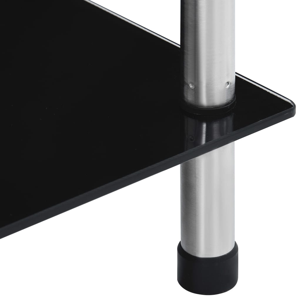 vidaXL 6-līmeņu plaukts, melns, 40x40x160 cm, rūdīts stikls