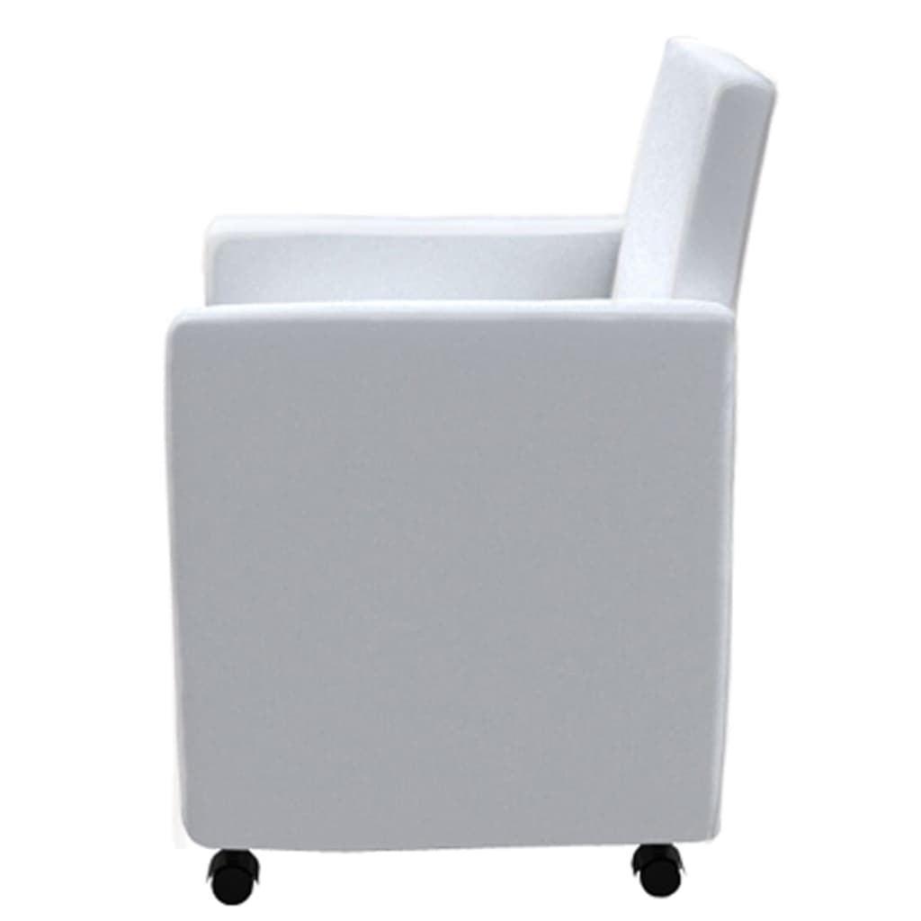 vidaXL virtuves krēsli, 4 gab., balta mākslīgā āda