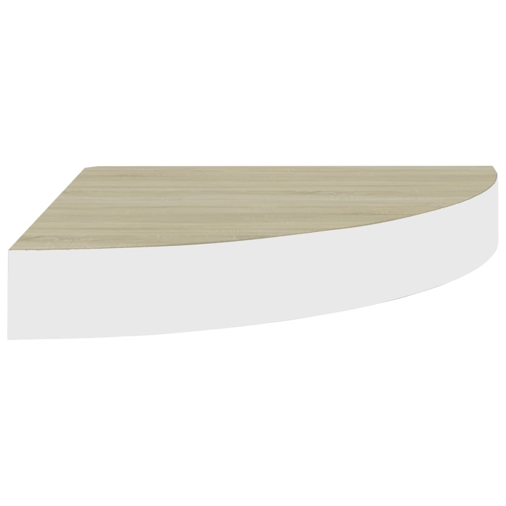 vidaXL stūra sienas plaukti, 2 gab., ozola, balti, 25x25x3,8 cm, MDF