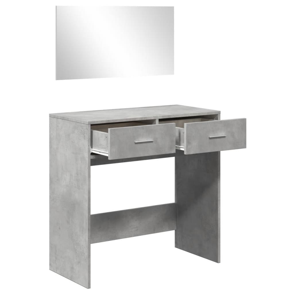 vidaXL galdiņš ar spoguli, betona pelēks, 80x39x80 cm
