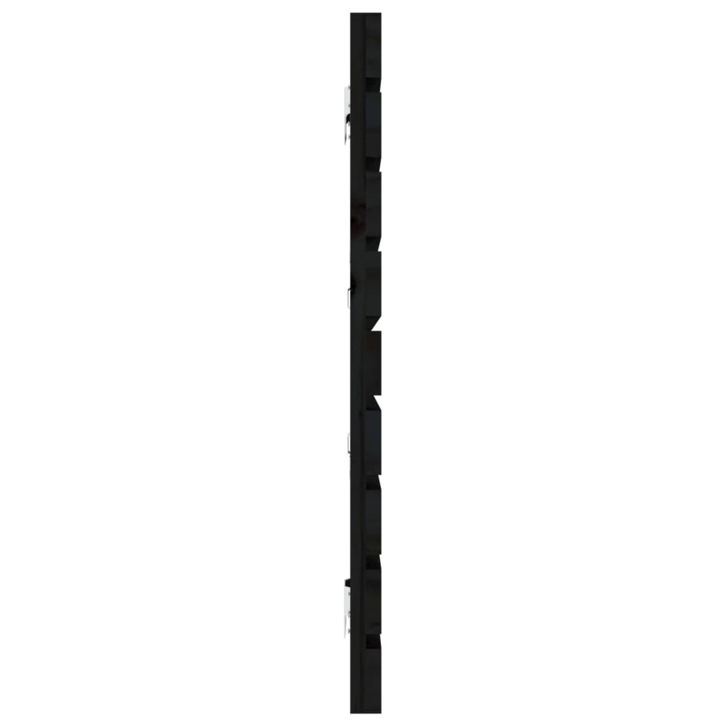 vidaXL sienas galvgalis, melns, 206x3x63 cm, priedes masīvkoks