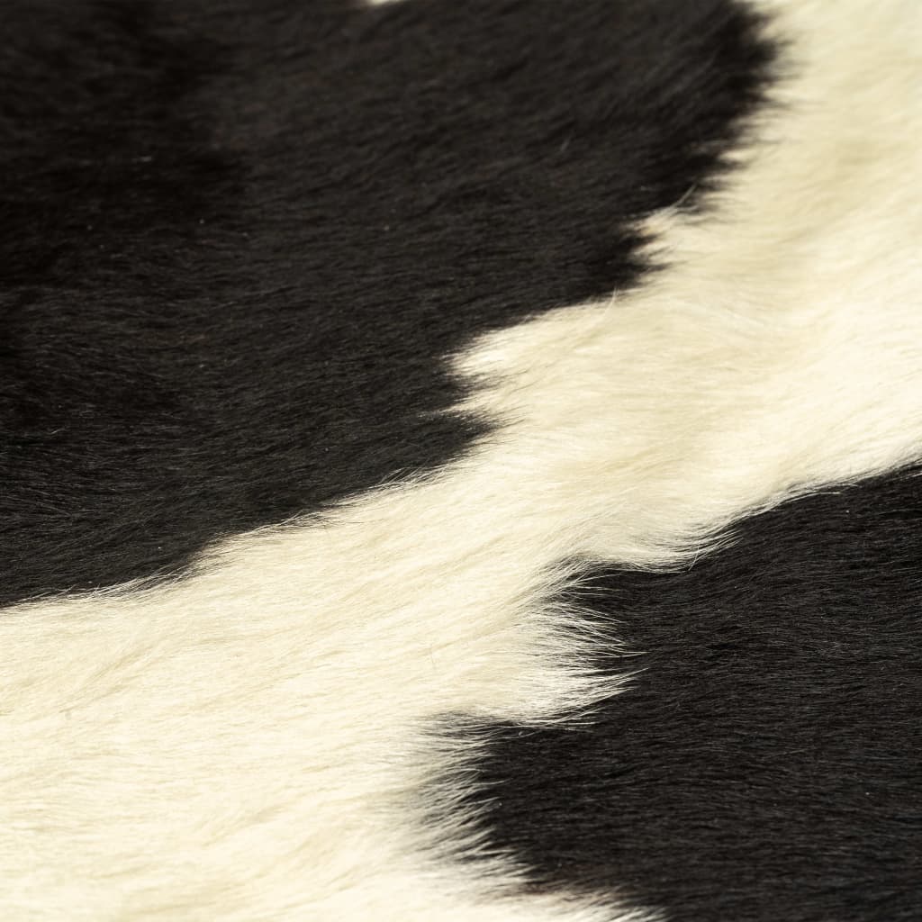 vidaXL paklājs, dabīga govs āda, melns un balts, 180x220 cm