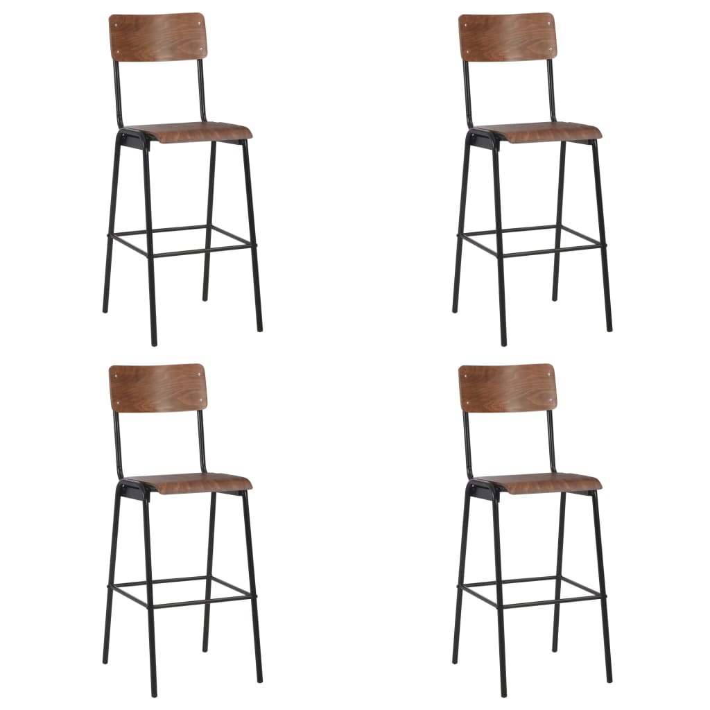 vidaXL bāra krēsli, 4 gab., saplāksnis un tērauds
