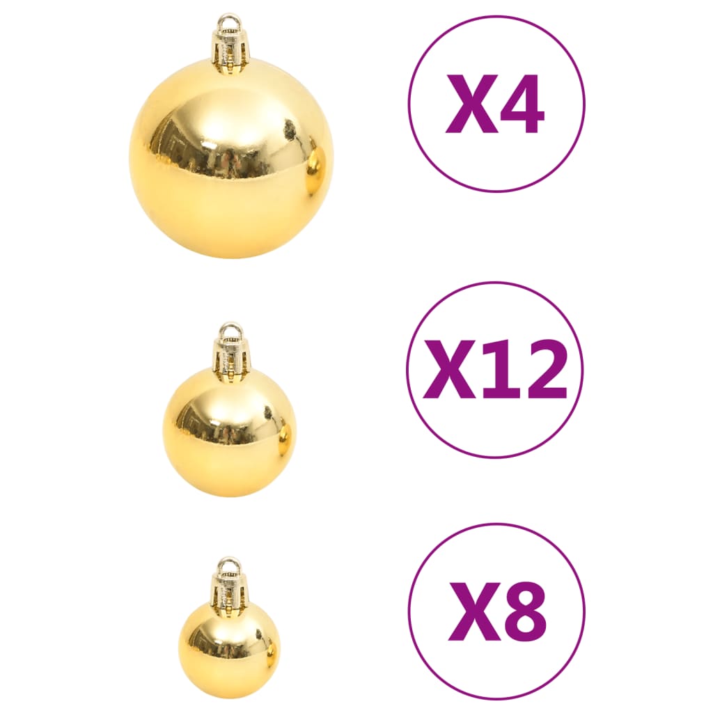 vidaXL Ziemassvētku eglītes rotājumi, 111 daļas, zeltains polistirols