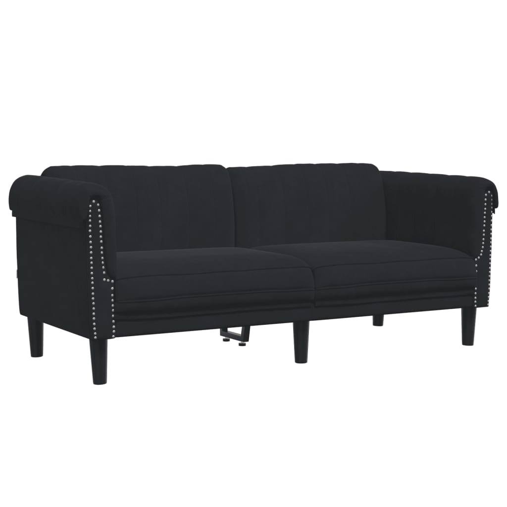 vidaXL divvietīgs dīvāns, melns samts