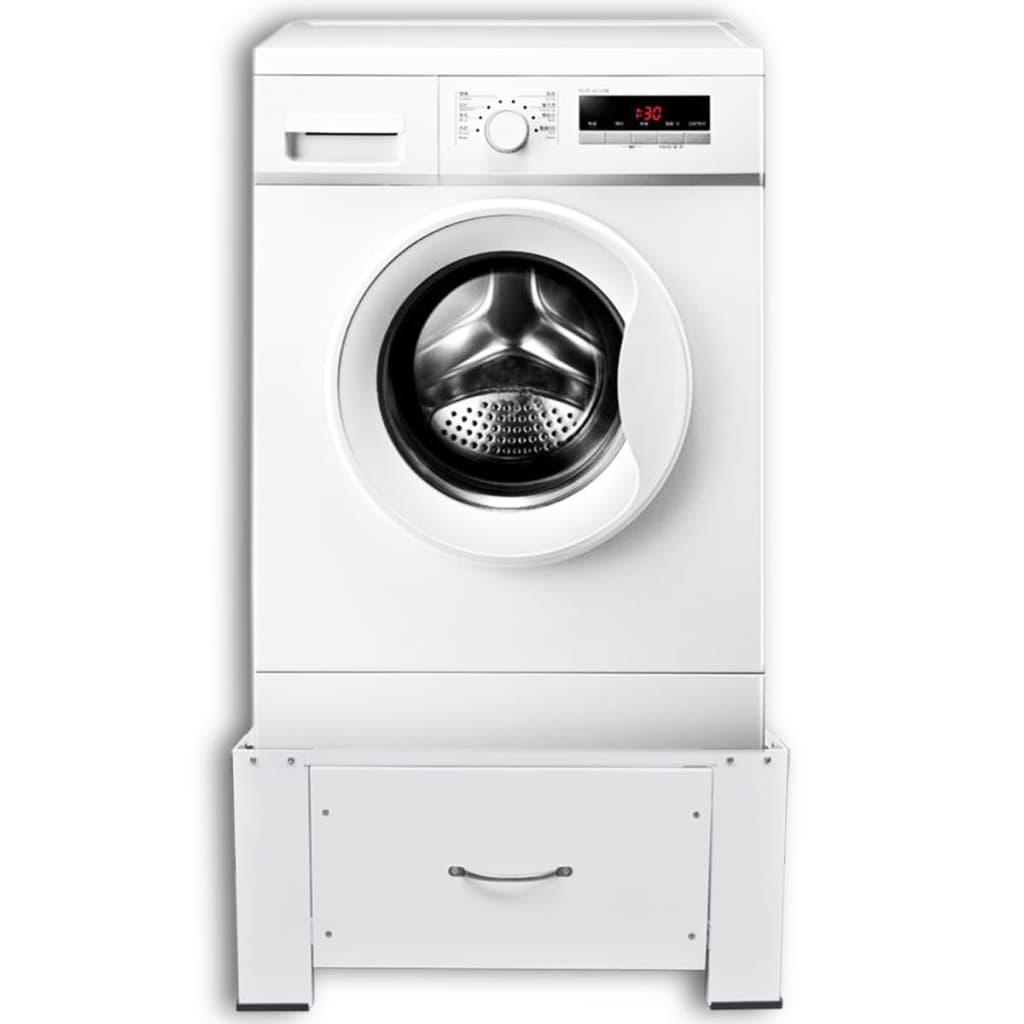 vidaXL veļasmašīnas statīvs, ar atvilktni, balts
