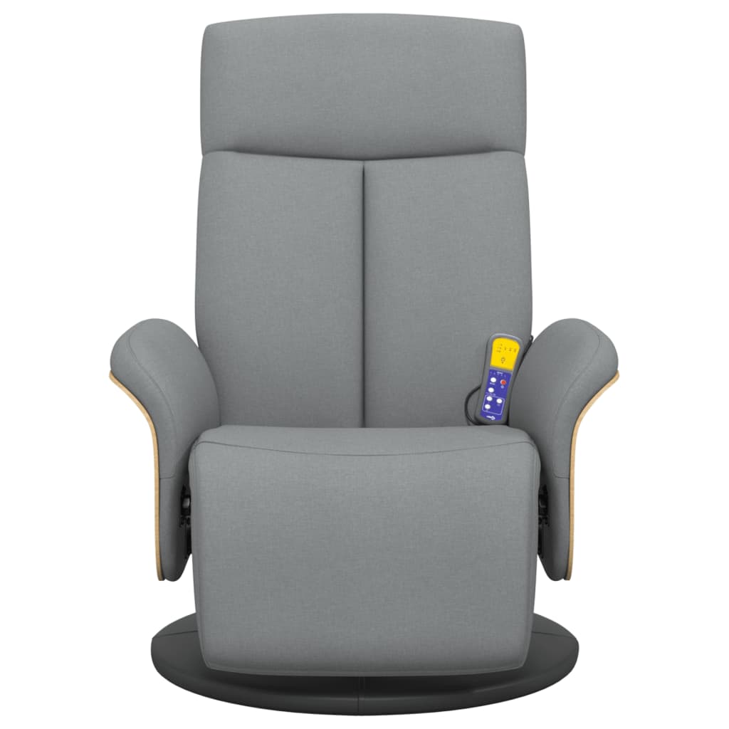 vidaXL masāžas krēsls ar kāju balstu, gaiši pelēks audums