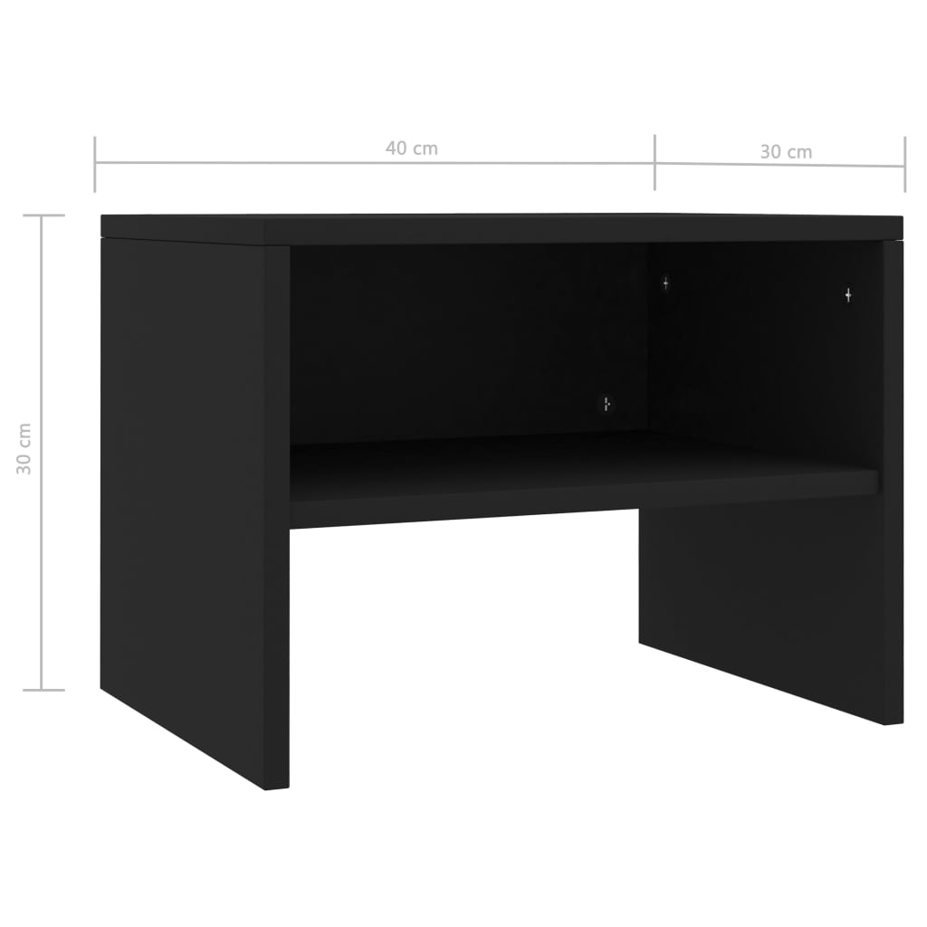 vidaXL naktsskapītis, 40x30x30 cm, melns, skaidu plāksne