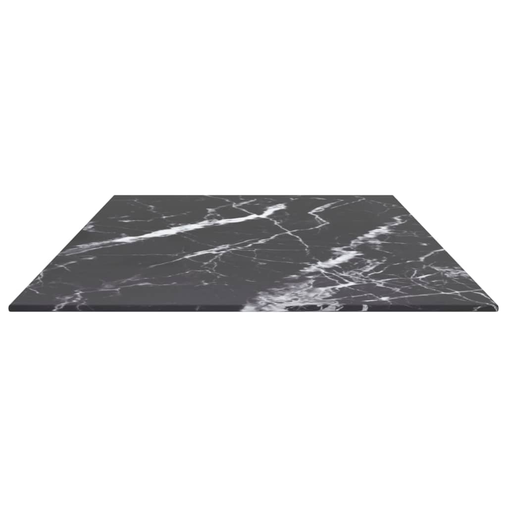 vidaXL galda virsma, melna, 100x50 cm, 6 mm, stikls ar marmora dizainu