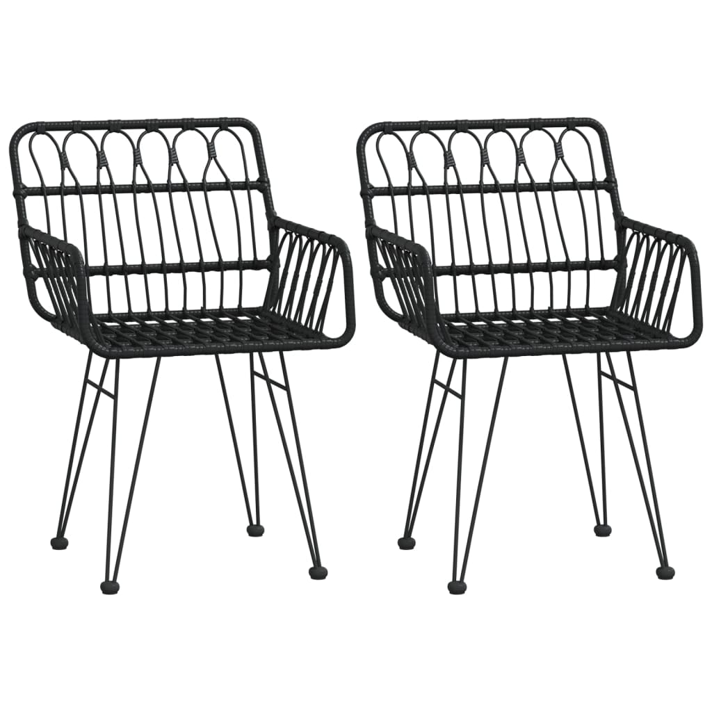 vidaXL dārza krēsli, 2 gab., melni, 56x64x80 cm, PE rotangpalma