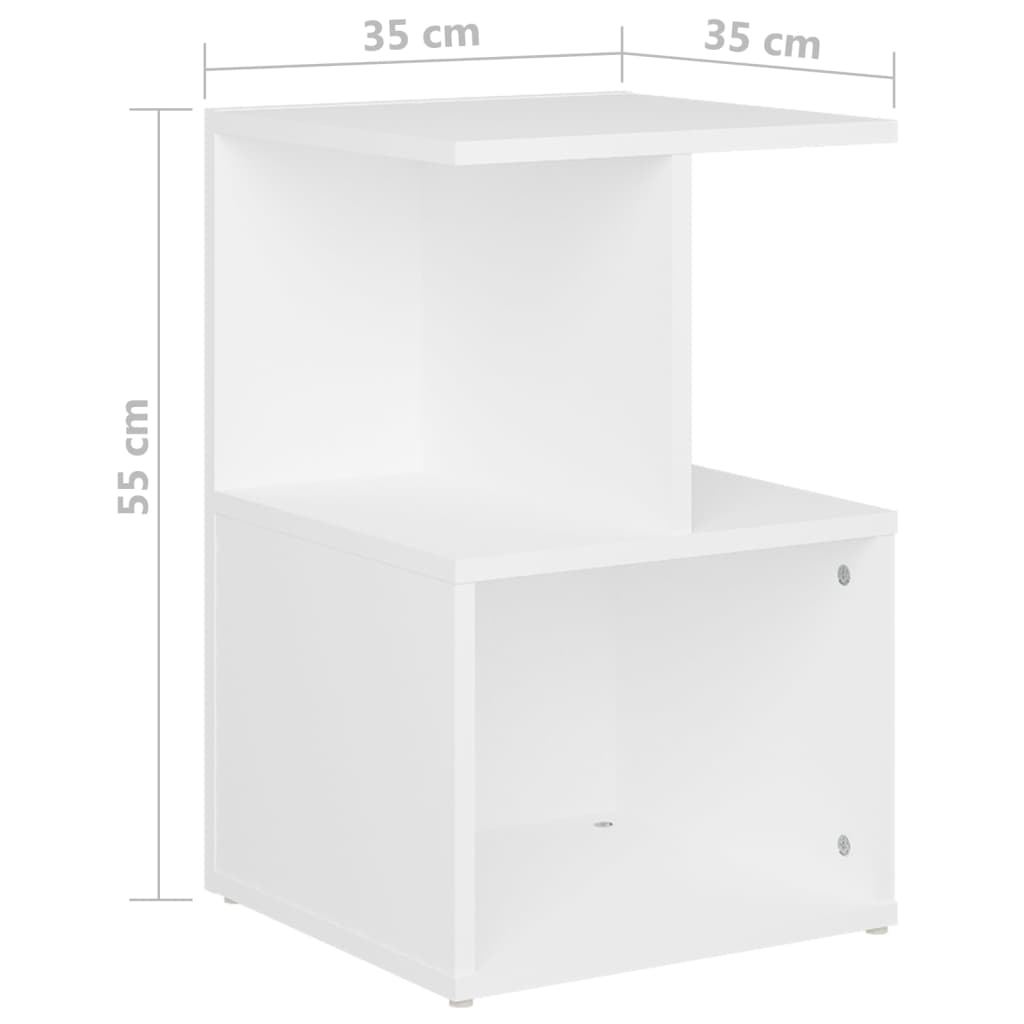 vidaXL naktsskapītis, balts, 35x35x55 cm, skaidu plāksne