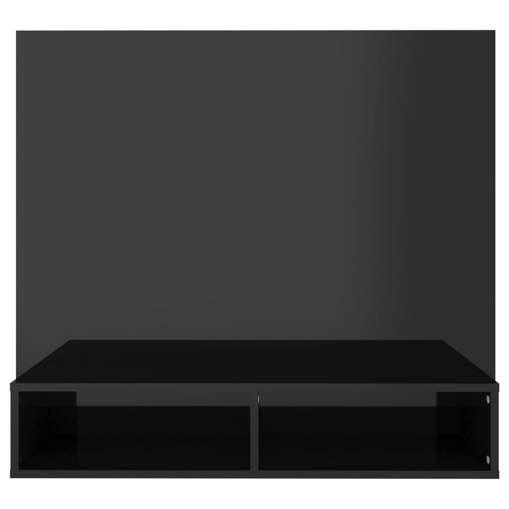 vidaXL sienas TV plaukts, spīdīgi melns, 102x23,5x90 cm, skaidu plātne