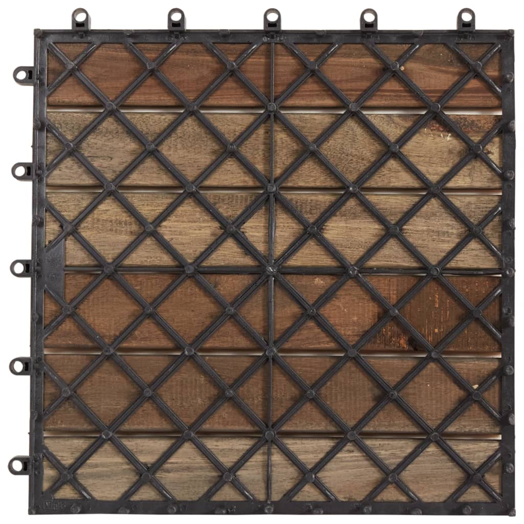 vidaXL terases flīzes, 10 gab., pelēkas, 30x30 cm, akācijas masīvkoks