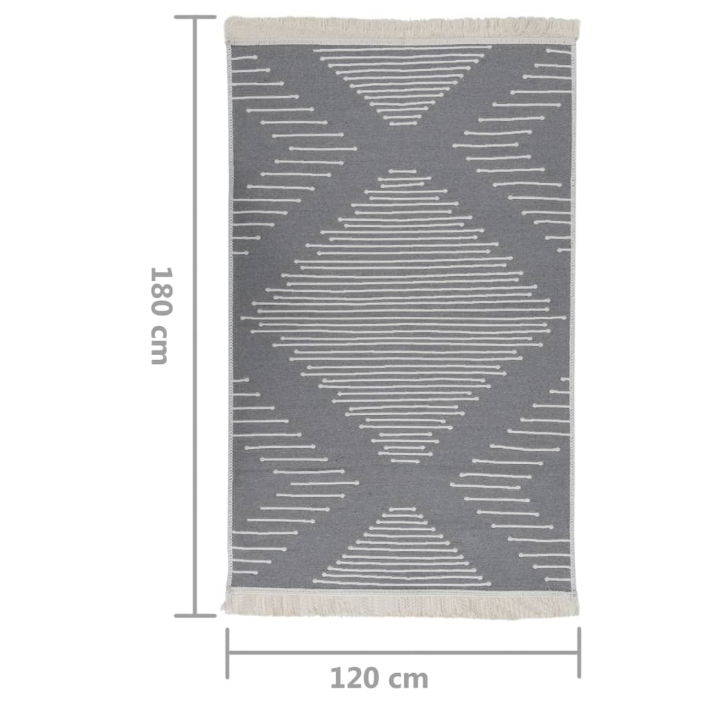 vidaXL paklājs, tumši pelēks, 120x180 cm, kokvilna