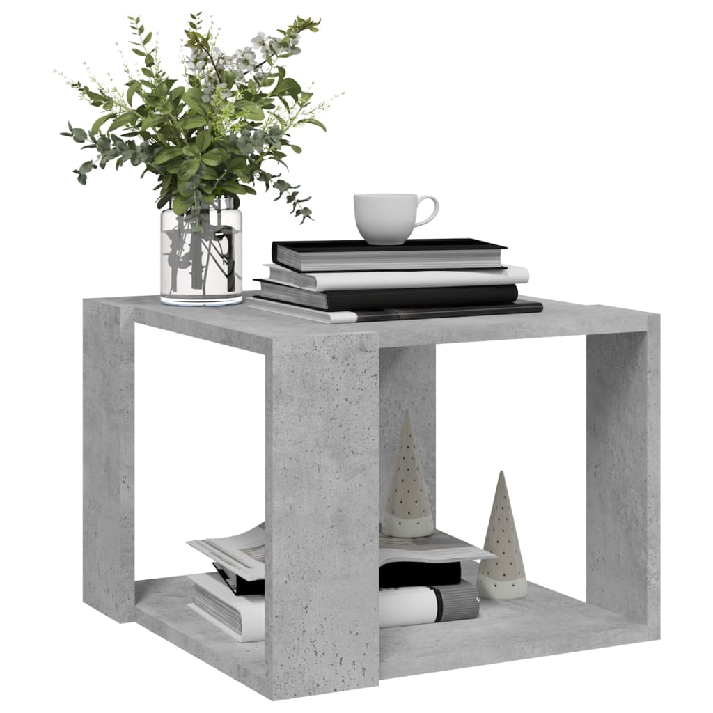 vidaXL kafijas galdiņš, betona pelēks, 40x40x30 cm, inženierijas koks