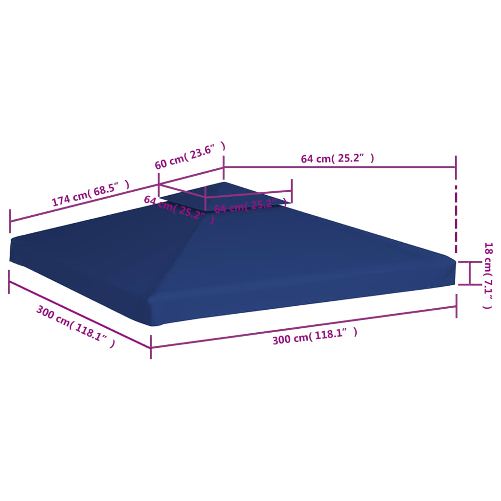 vidaXL nojumes jumta maiņas pārklājs, 3 x 3 m, 310 g/m², tumši zils