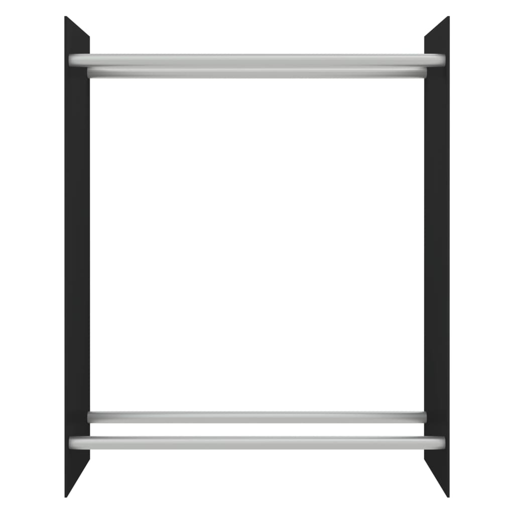 vidaXL malkas uzglabāšanas statīvs, melns, 80x35x100 cm, rūdīts stikls