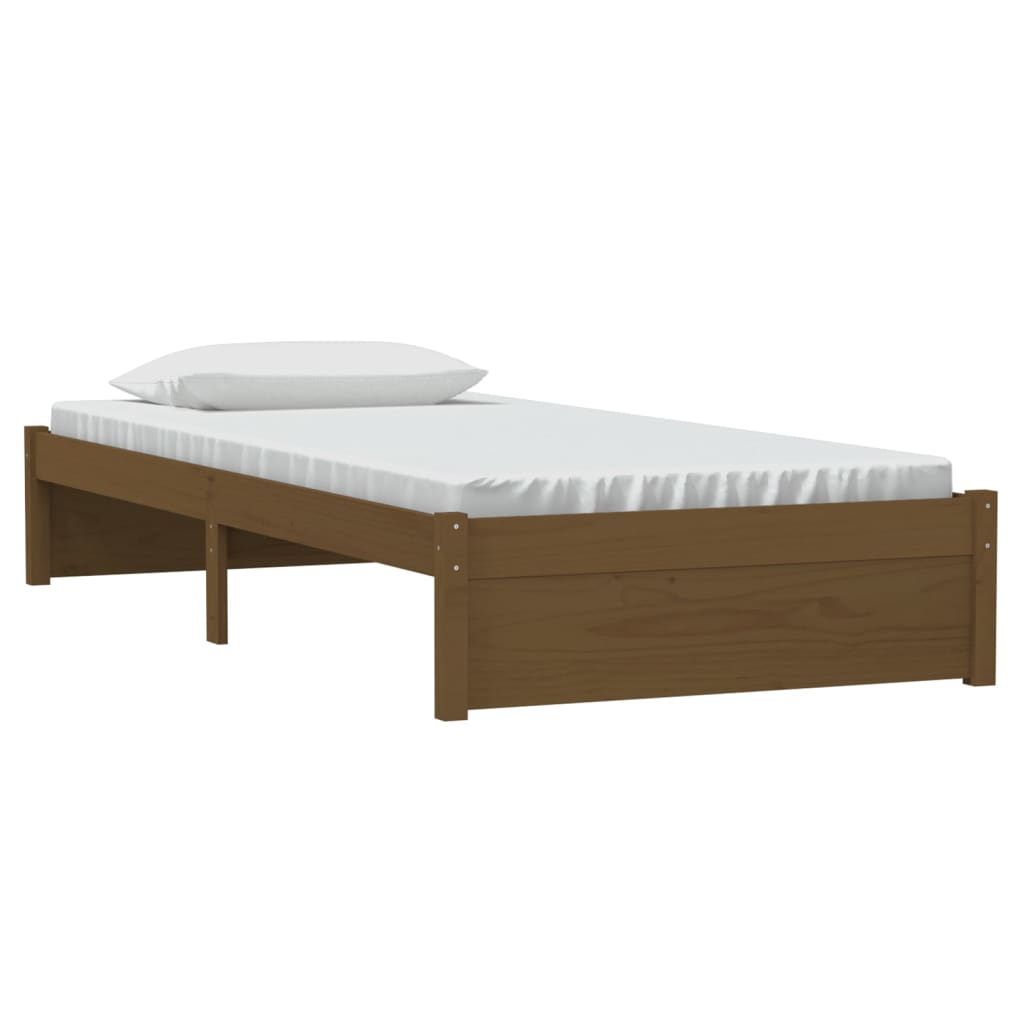 vidaXL gultas rāmis, medus brūns, masīvkoks, 90x200 cm