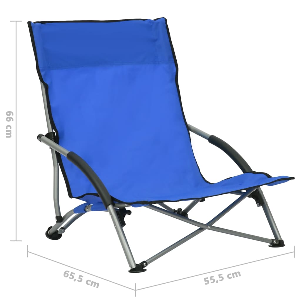 vidaXL salokāmi pludmales krēsli, 2 gab., zils audums