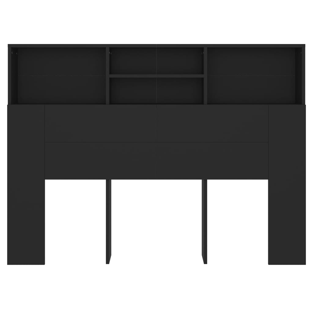 vidaXL gultas galvgalis ar plauktu, melns, 140x19x103,5 cm