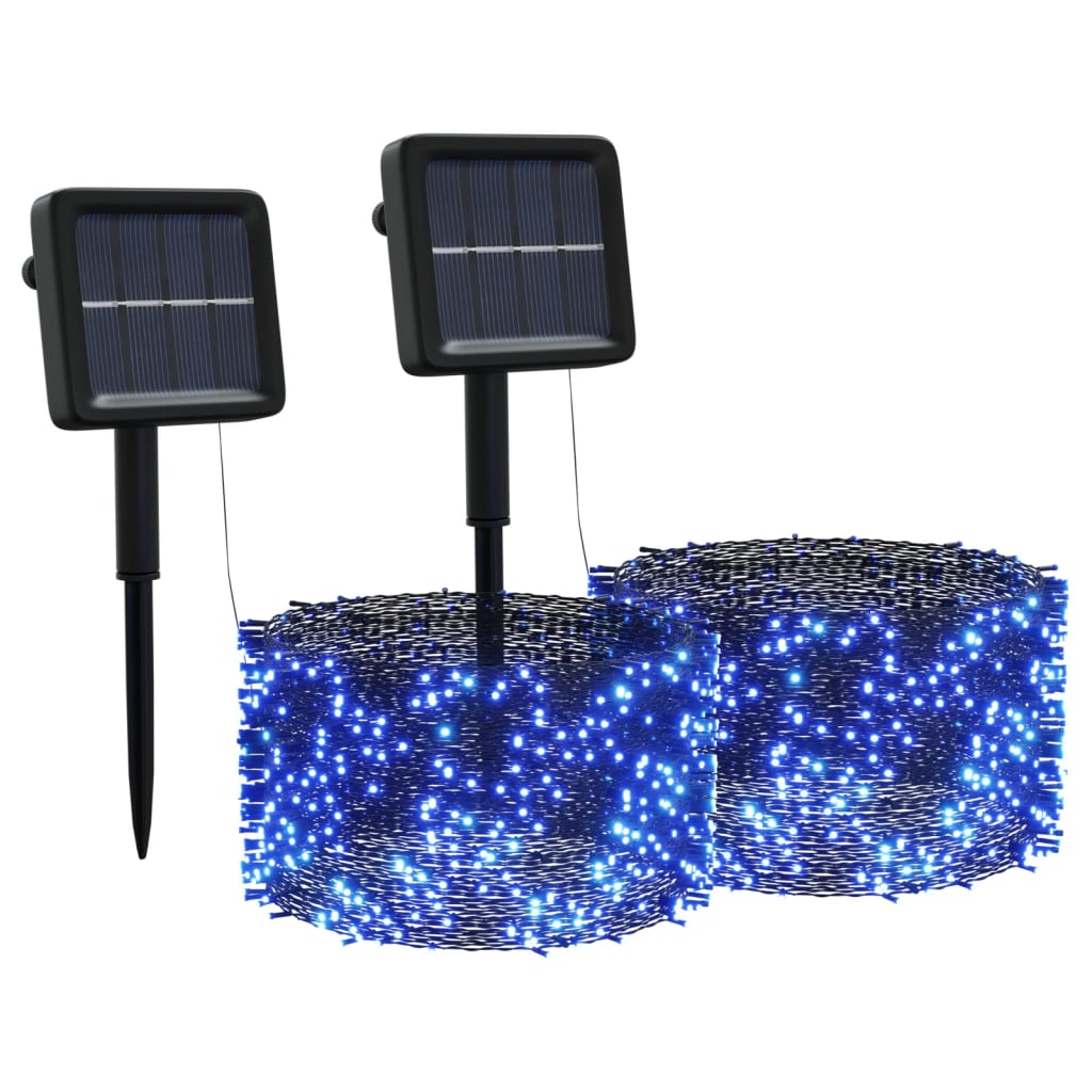 vidaXL solārā lampiņu virtene, 2 gab., 2x200 LED, zila