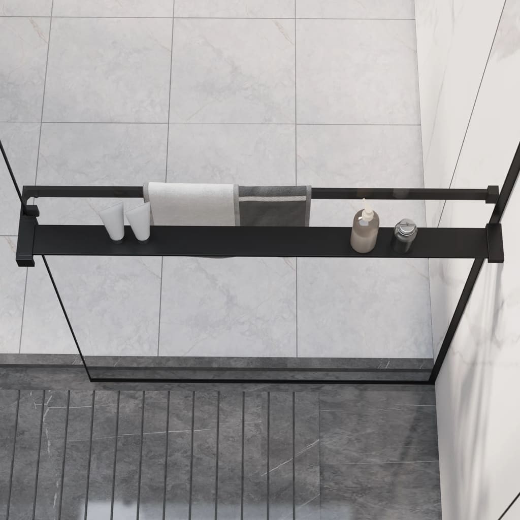 vidaXL plaukts dušas sienai, melns, 80 cm, alumīnijs