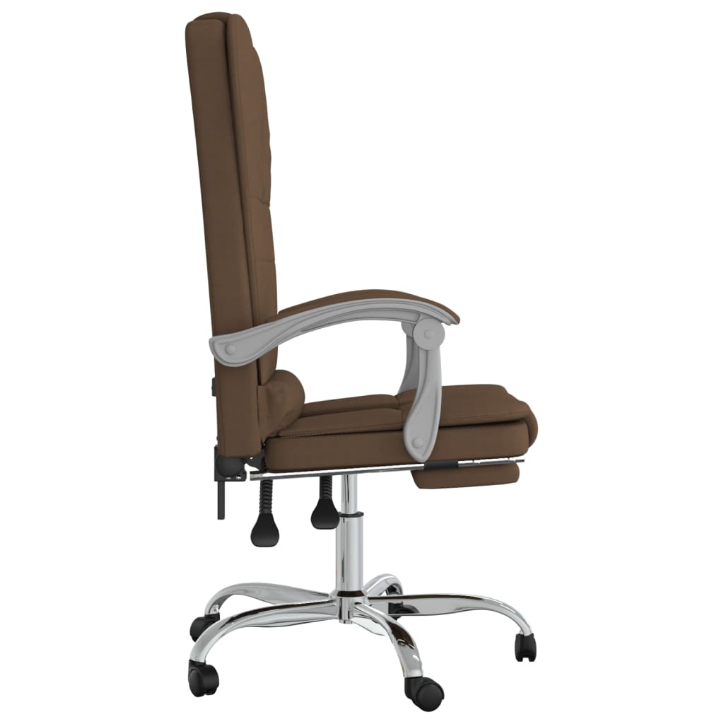 vidaXL biroja masāžas krēsls, atgāžams, brūns audums