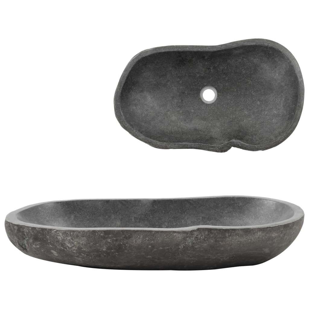 vidaXL izlietne, 60-70 cm, ovāla, upes akmens
