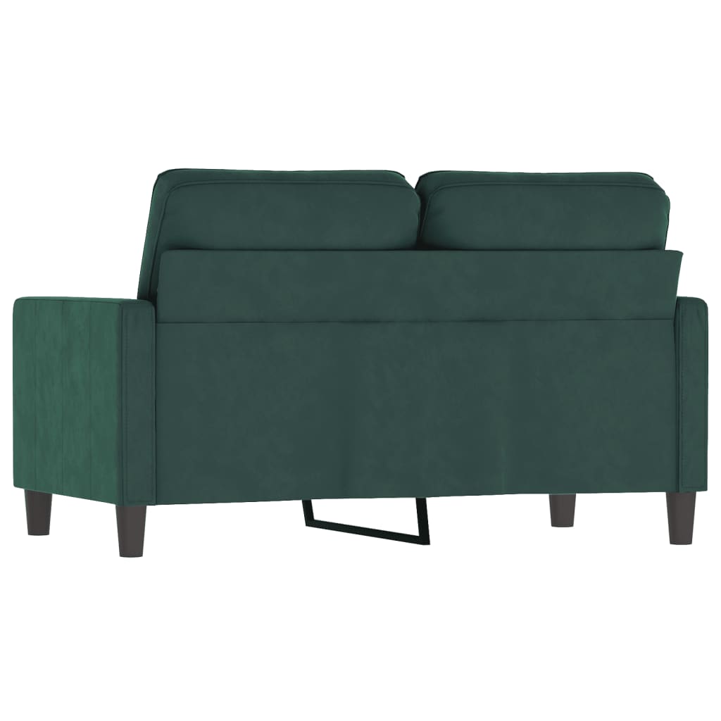 vidaXL divvietīgs dīvāns, tumši zaļš, 120 cm, samts
