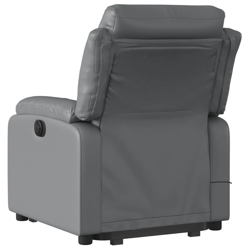 vidaXL masāžas krēsls, paceļams, atgāžams, pelēka mākslīgā āda