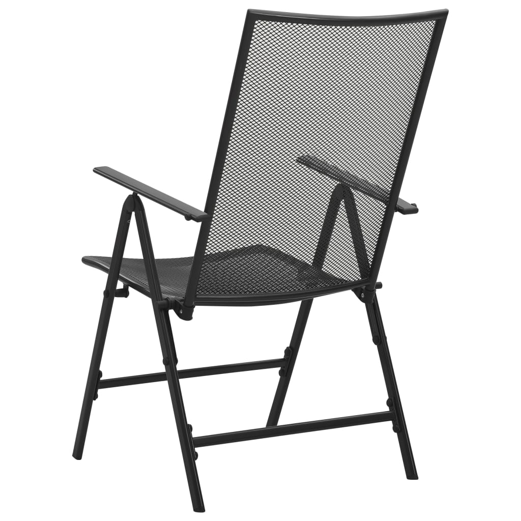 vidaXL saliekami krēsli, 4 gab., pelēki, sieta dizains, tērauds