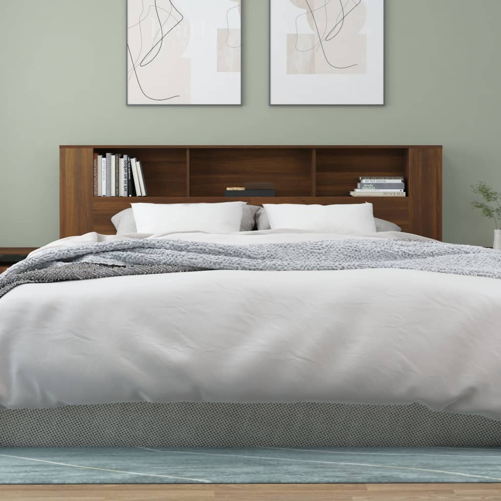 vidaXL gultas galvgalis ar plauktu, ozolkoka krāsa, 200x18,5x104,5 cm