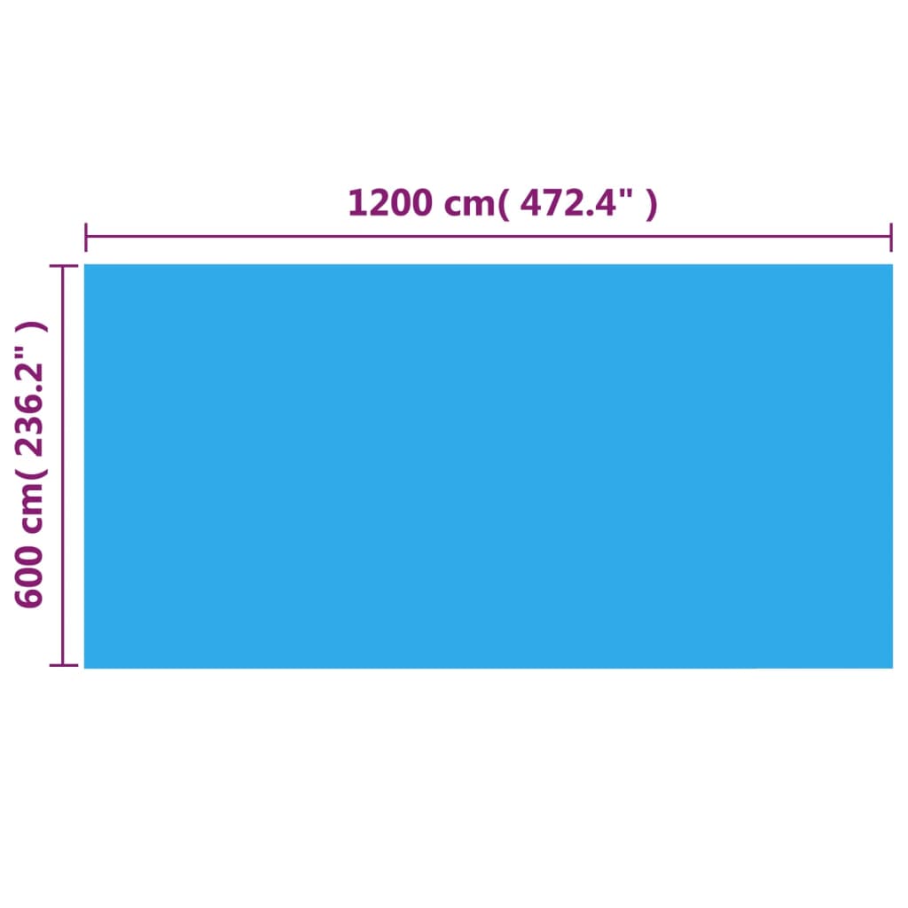vidaXL baseina pārklājs, 1200x600 cm, taisnstūra, PE, zils