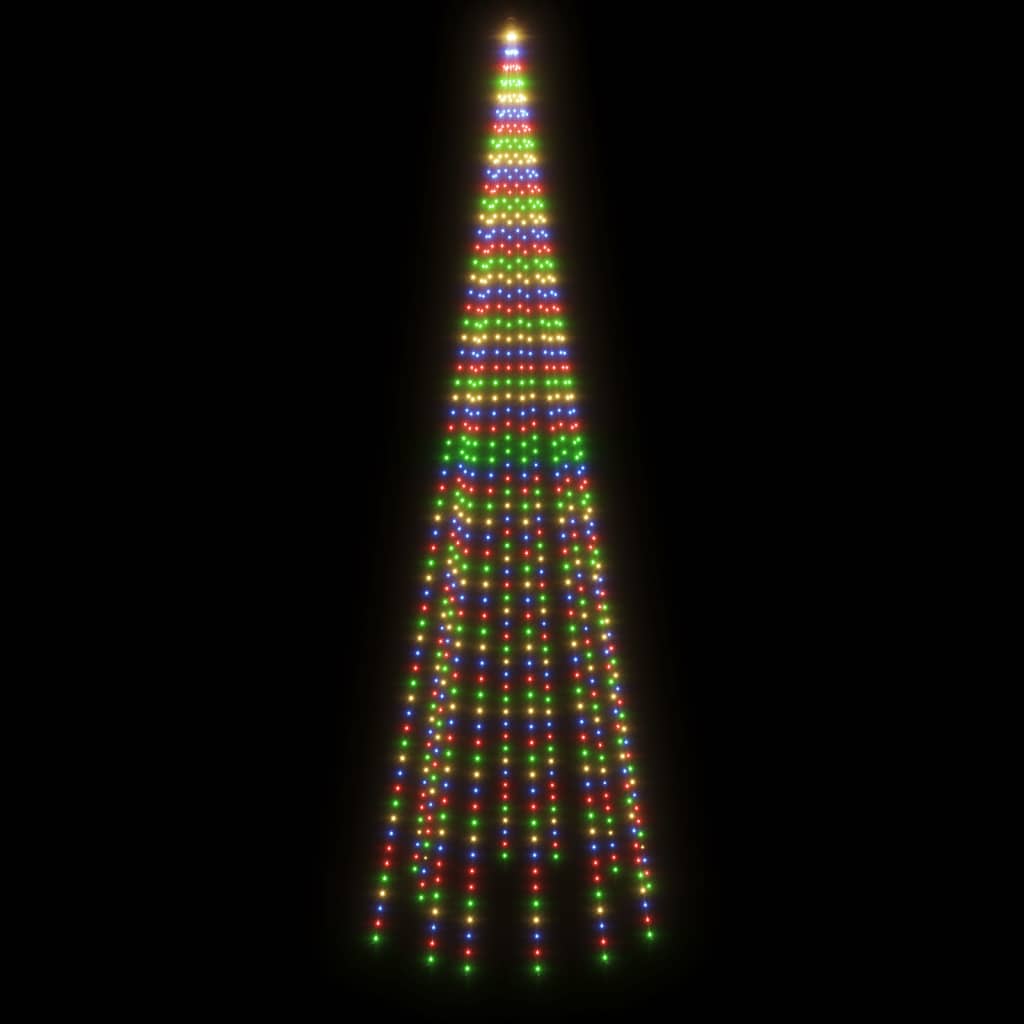 vidaXL Ziemassvētku egle karoga mastam, 732 krāsainas LED, 500 cm