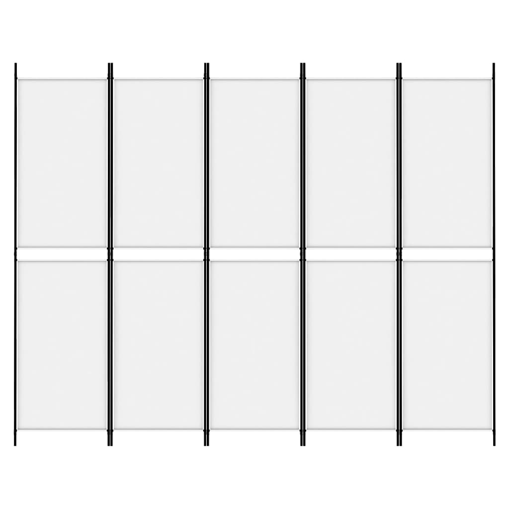vidaXL 5-paneļu istabas aizslietnis, 250x200 cm, balts audums
