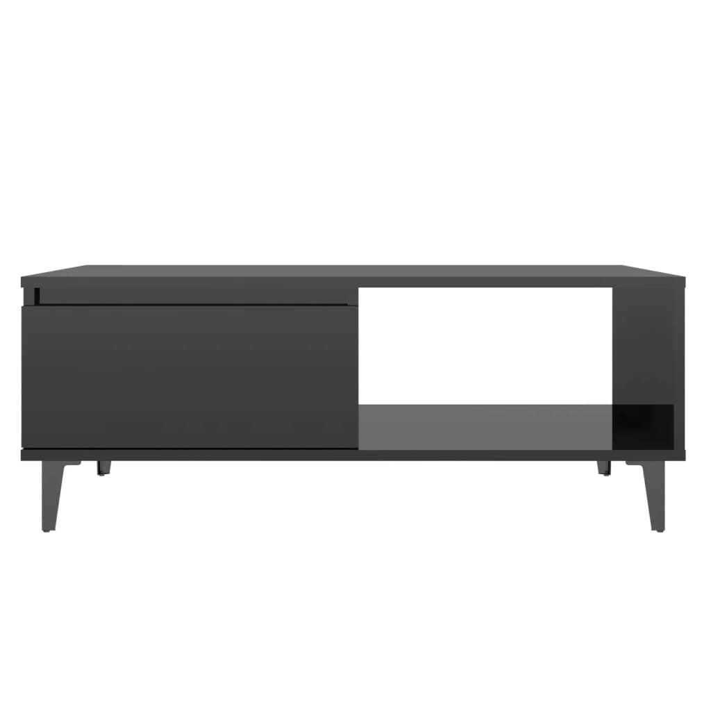 vidaXL kafijas galdiņš, 90x60x35 cm, spīdīgi melns, skaidu plāksne