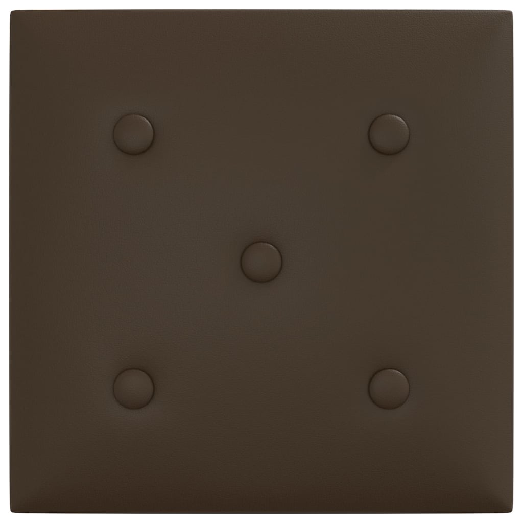 vidaXL sienas paneļi, 12 gab., brūni, 30x30 cm, mākslīgā āda, 1,08 m²