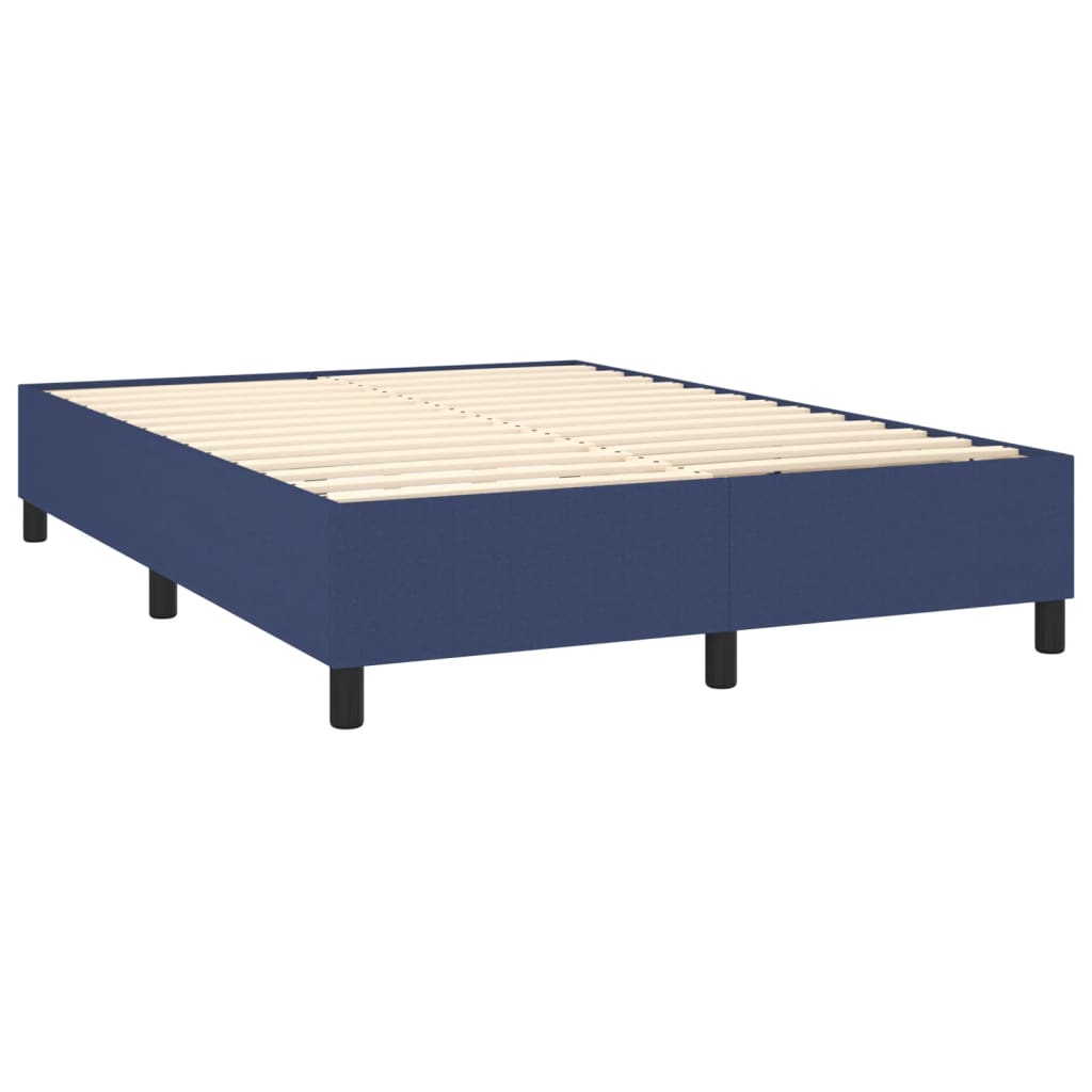 vidaXL atsperu gulta ar matraci, zils audums, 140x190 cm