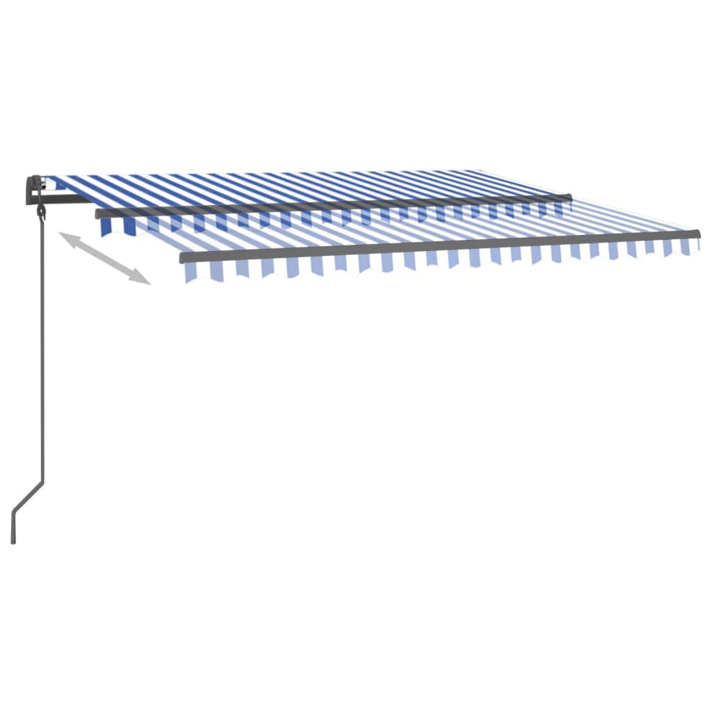 vidaXL izvelkama markīze ar LED, 4x3,5 m, manuāla, zili balta