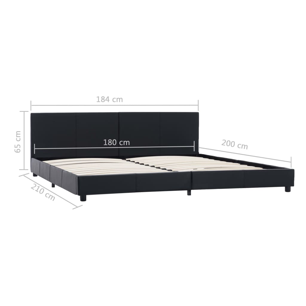 vidaXL gultas rāmis, melna mākslīgā āda, 180x200 cm