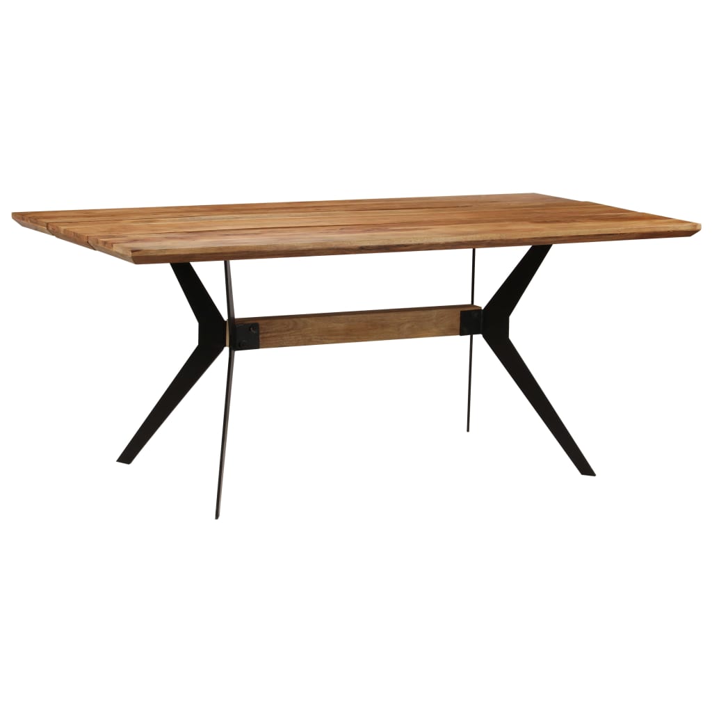vidaXL virtuves galds, akācijas masīvkoks, tērauds, 180x90x76 cm