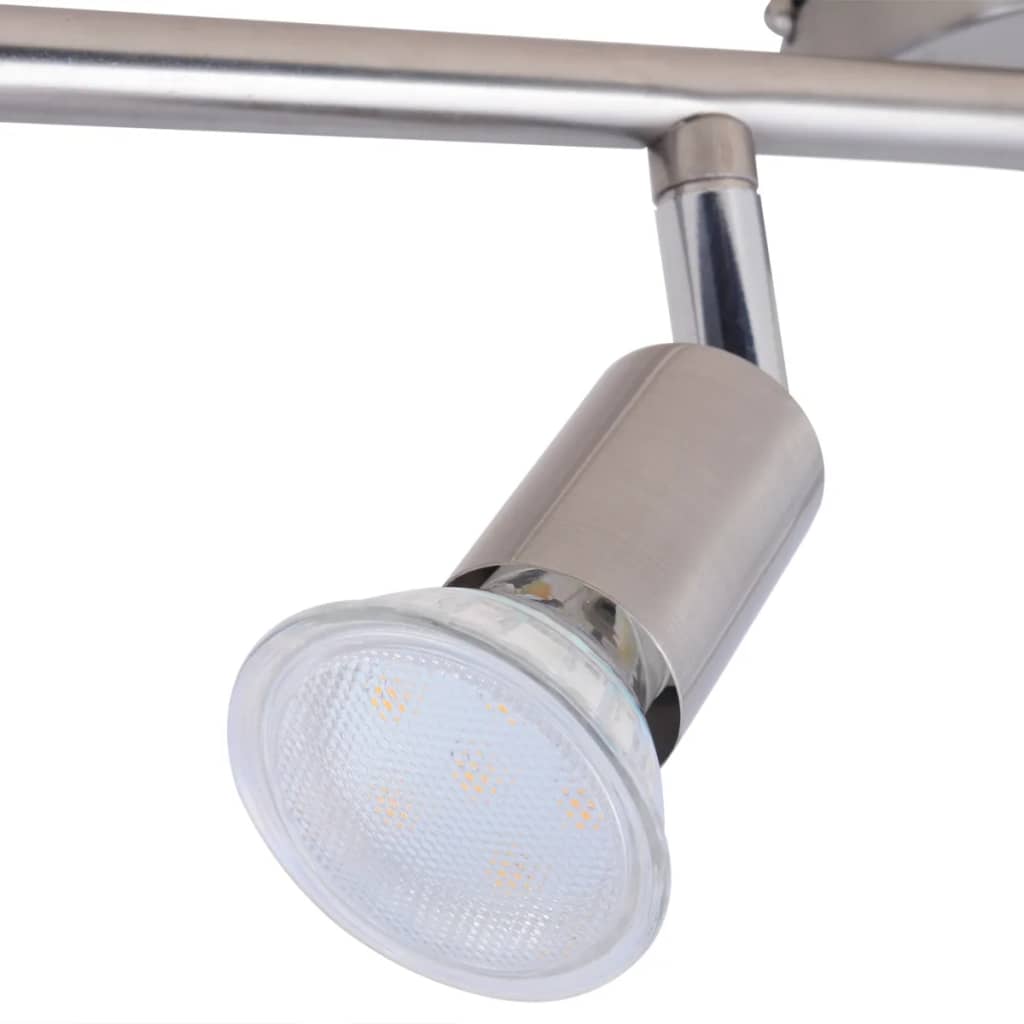 vidaXL griestu lampa ar 4 LED gaismām, satīna niķelis