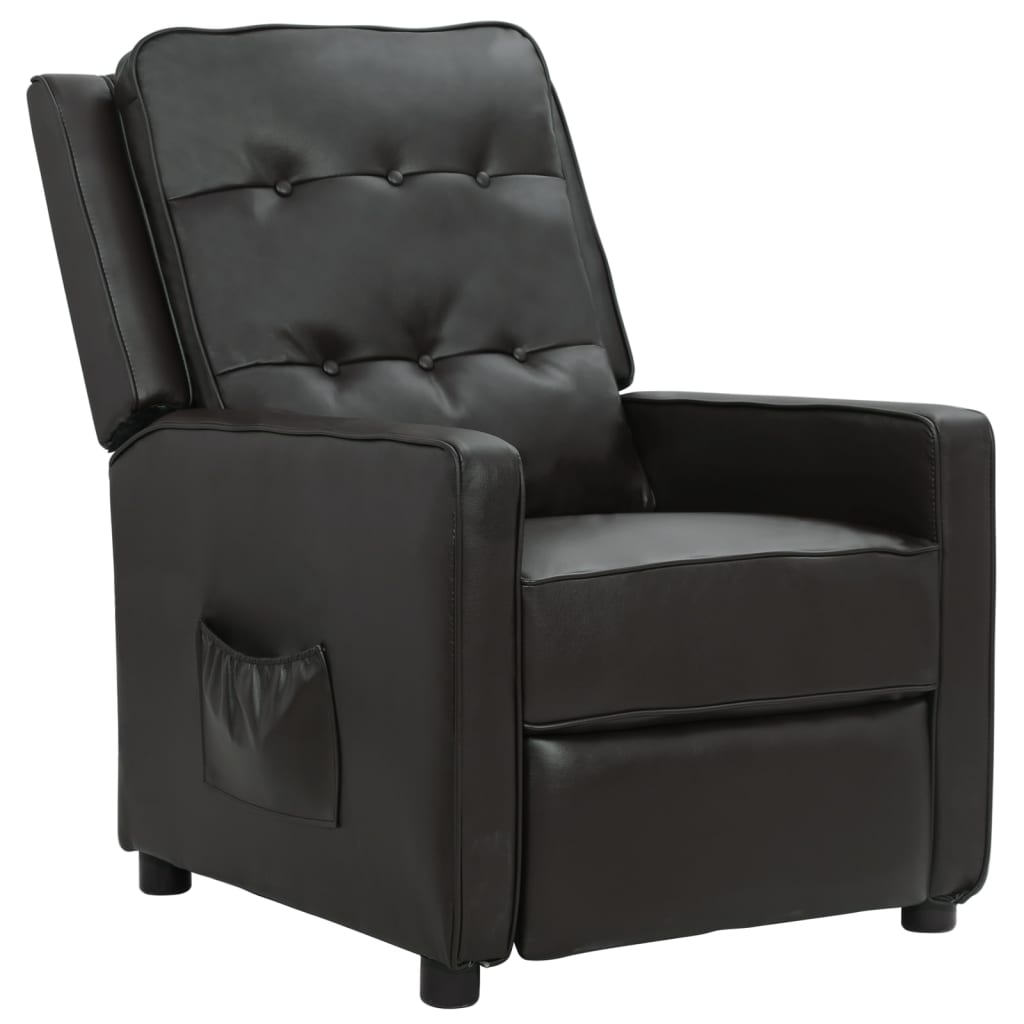vidaXL atpūtas krēsls, paceļams, spīdīgi melna mākslīgā āda