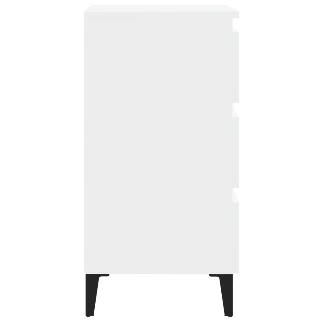 vidaXL naktsskapītis ar metāla kājām, balts, 40x35x69 cm