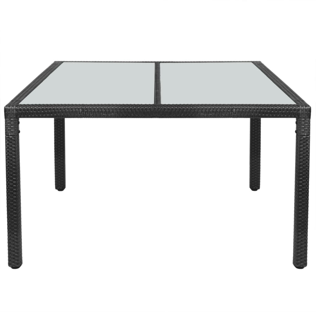 vidaXL dārza galds, 150x90x75 cm, melna PE rotangpalma