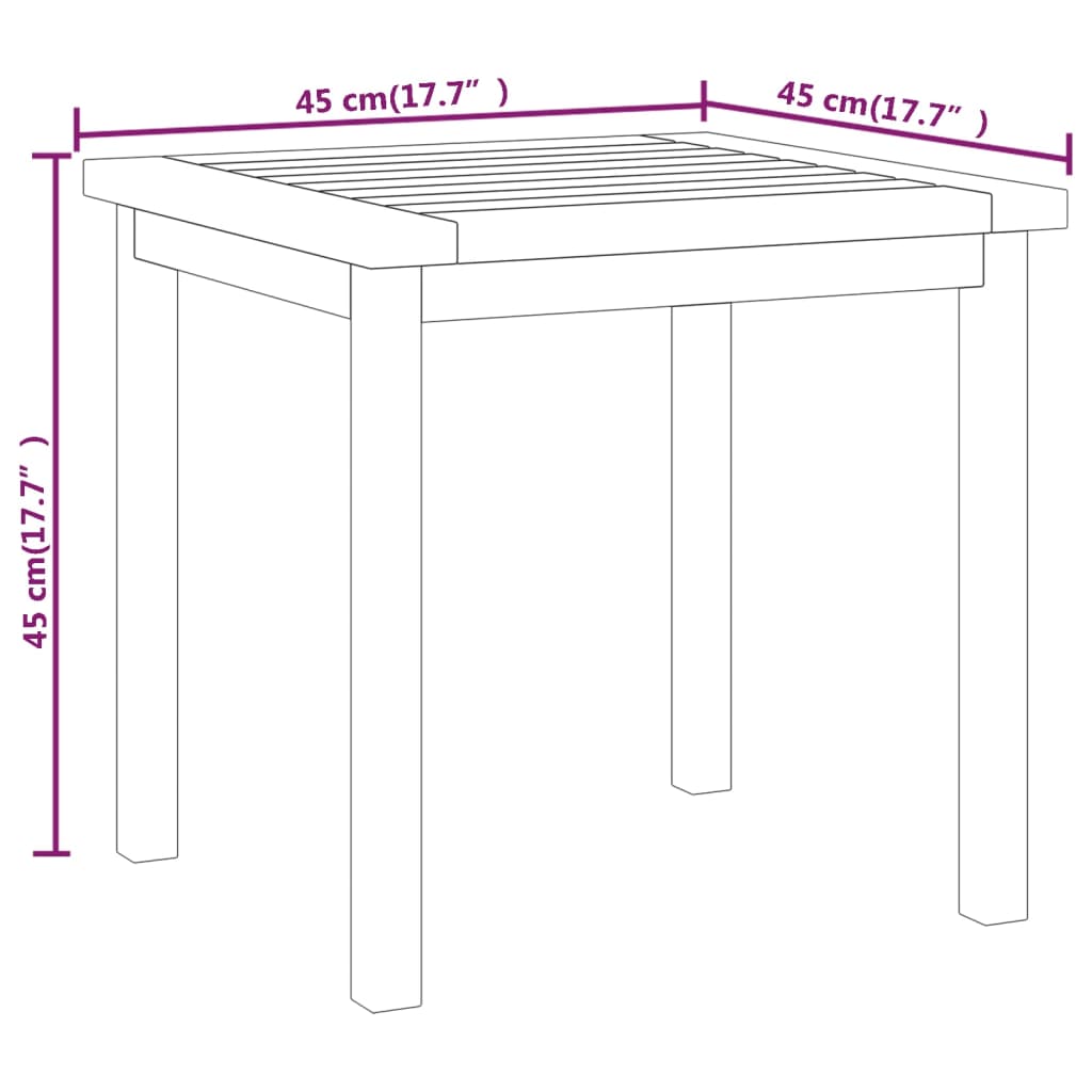 vidaXL galdiņš, 45x45x45 cm, masīvs tīkkoks