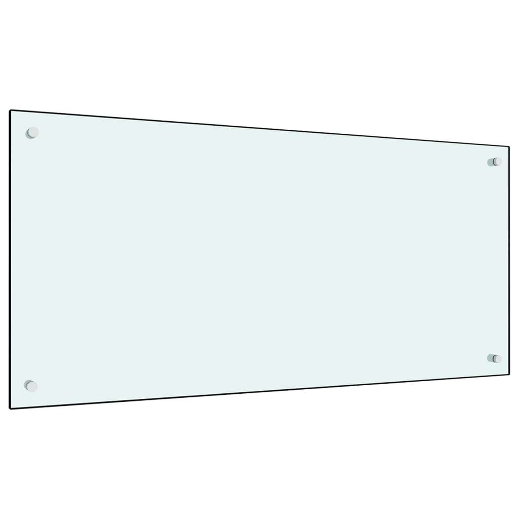 vidaXL virtuves sienas panelis, 100x50 cm, rūdīts stikls, balts