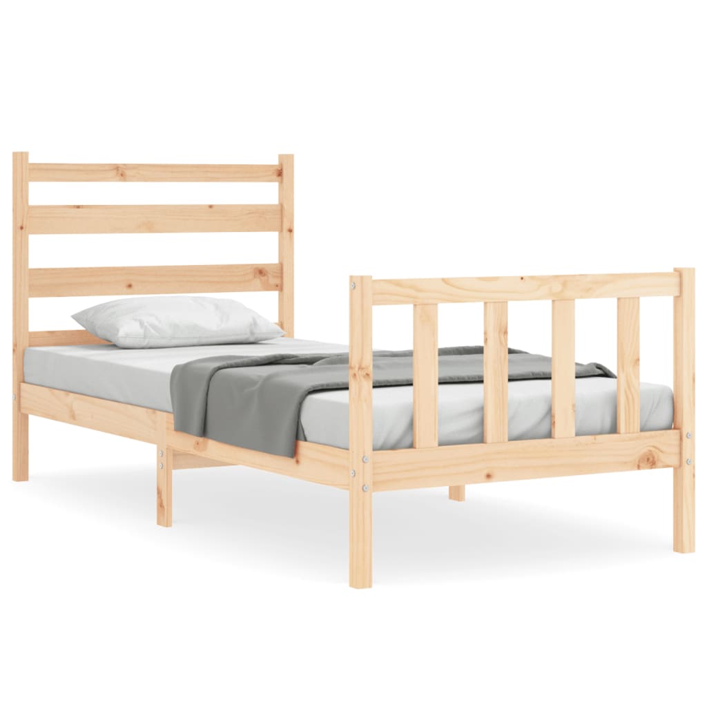 vidaXL gultas rāmis ar galvgali, vienvietīgs, masīvkoks